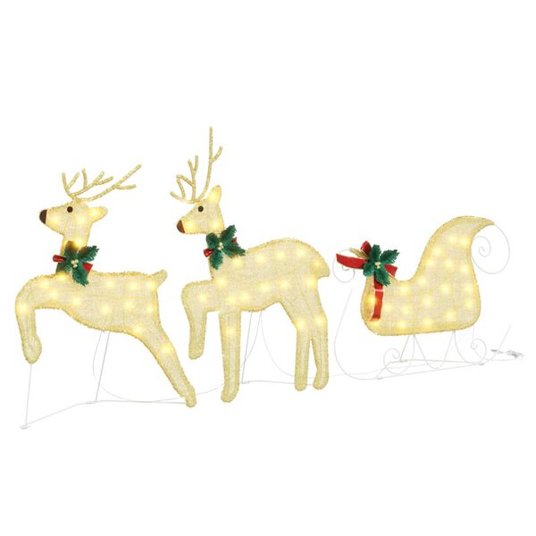 vidaXL LED Reindeers 3 pcs Warm White Fabric