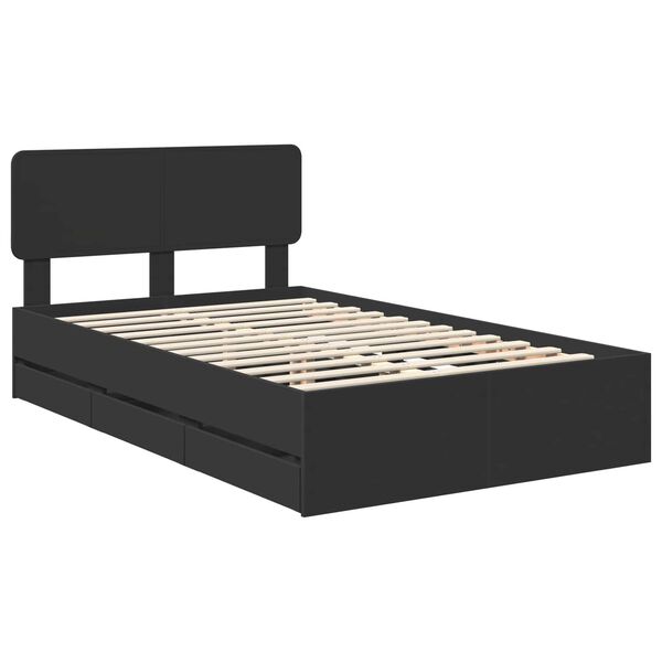 vidaXL Bed Frame with Headboard Black 120 x 200 cm Engineered Wood
