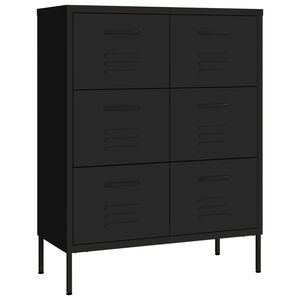 vidaXL Drawer Cabinet Black 80x35x101.5 cm Steel