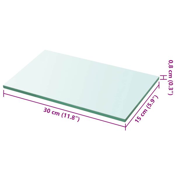 vidaXL Shelf Panel Glass Clear 30x15 cm