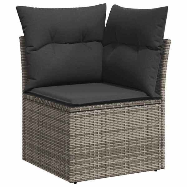vidaXL 7 Piece Garden Sofa Set with Cushions Grey Poly Rattan Acacia