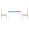 vidaXL 3 Piece Dining Set PANAMA White Solid Wood Pine