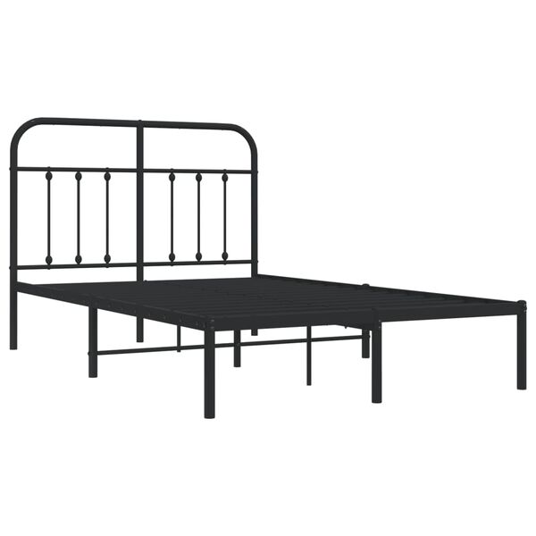 vidaXL Metal Bed Frame without Mattress with Headboard Black 120x200cm