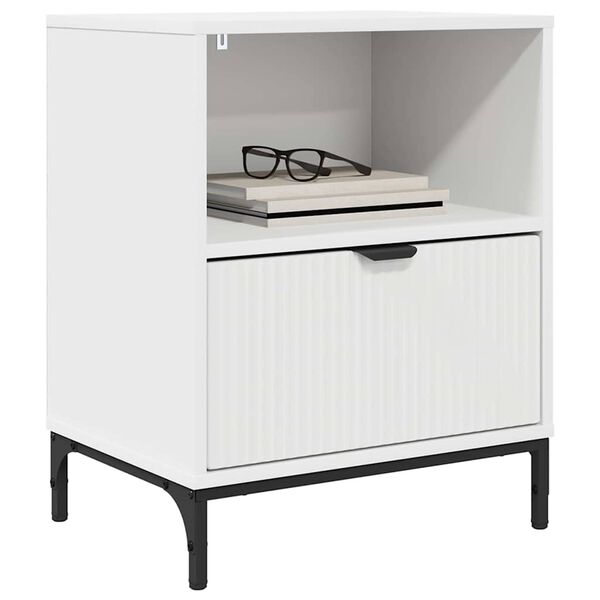 vidaXL Bedside Table with Drawer White 49 x 36 x 61 cm Engineered wood