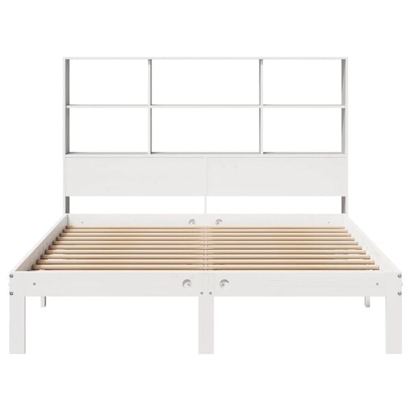 vidaXL Bookcase Bed without Mattress White 140x200cm Solid Wood Pine
