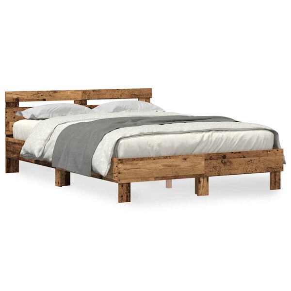 vidaXL Bed Frame with Headboard Old wood 140 x 190 cm Engineered wood