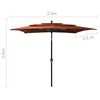 vidaXL 3-Tier Garden Parasol with Aluminium Pole Terracotta 2.5x2.5 m