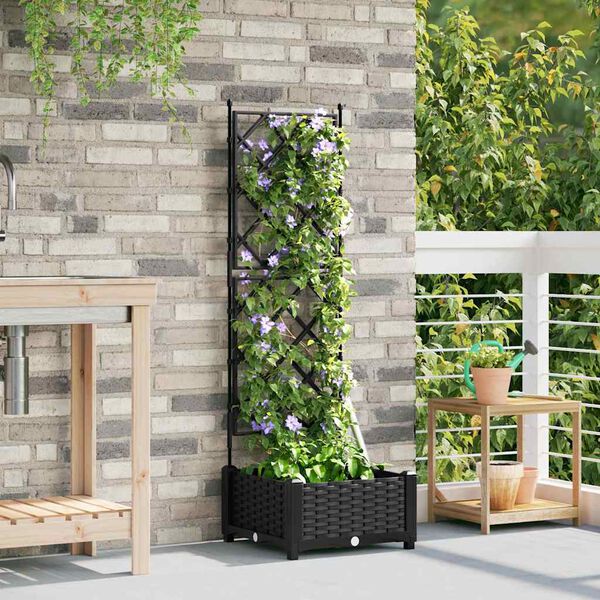 vidaXL Garden Planter Black 40 x 40 x 125.5 cm Steel