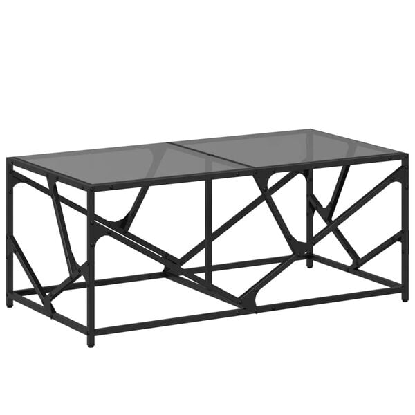 vidaXL Coffee Table with Black Glass Top 98.5x50x41 cm Steel