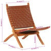 vidaXL Folding Relaxing Chair Brown Real Leather