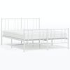 vidaXL Metal Bed Frame without Mattress with Footboard White 140x200cm