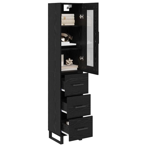vidaXL Highboard Black Oak 34.5 x 34 x 180 cm Engineered Wood