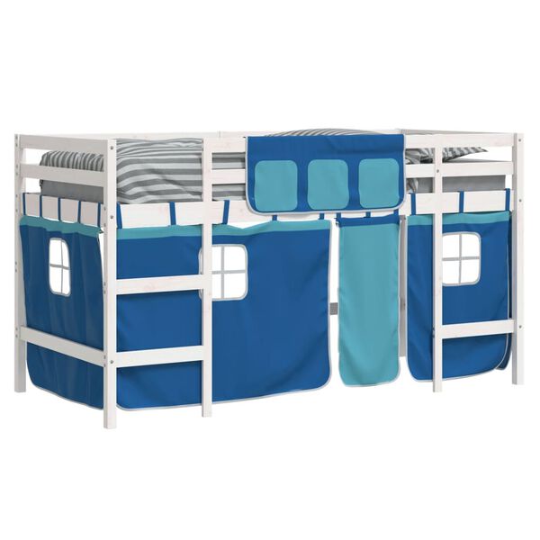vidaXL Kids' Loft Bed with Curtains without Mattress Blue 80x200cm