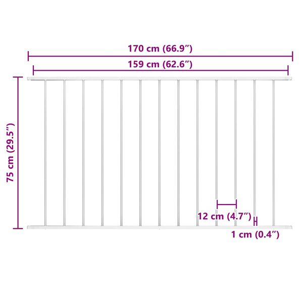 vidaXL Fence Panel Woerden Powder-coated Steel 1.7x0.75 m White