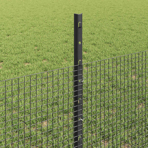vidaXL Fence with Post Grey 0.5 x 10 m Steel