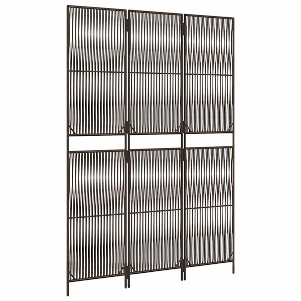 vidaXL Room Divider 3 Panels Brown Poly Rattan