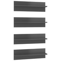 vidaXL Wall Shelf 4 pcs High Gloss Grey 60x11.5x18 cm Engineered Wood
