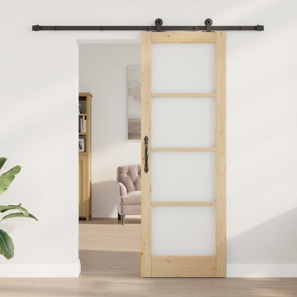 vidaXL Sliding Door ORKDAL Natural and Black 73.5 x 211 cm