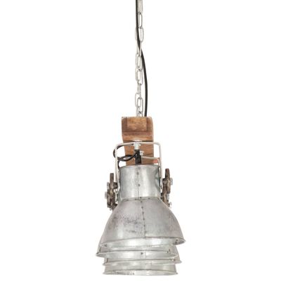 vidaXL Industrial Ceiling Lamp Silver E27 Mango Wood