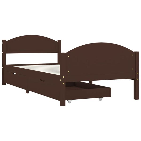 vidaXL Bed Frame without Mattress Dark Brown 100x200 cm Solid Wood