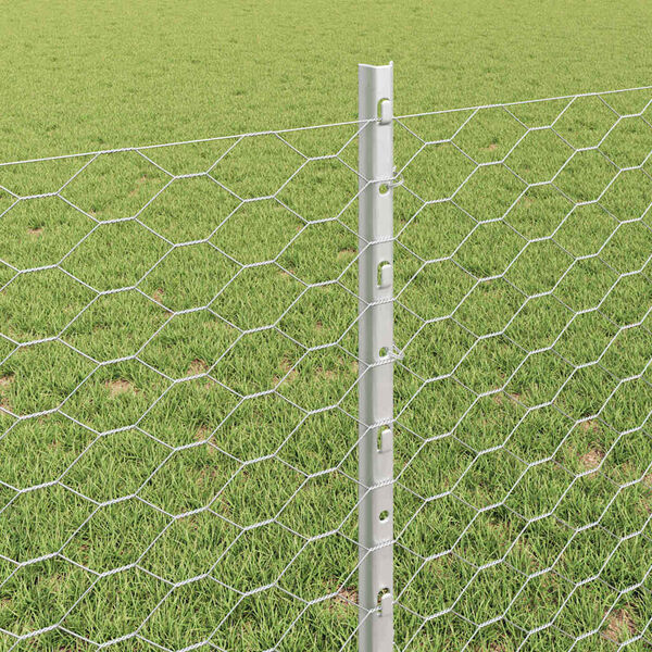 vidaXL Fence with Post Silver 0.8 x 50 m Steel