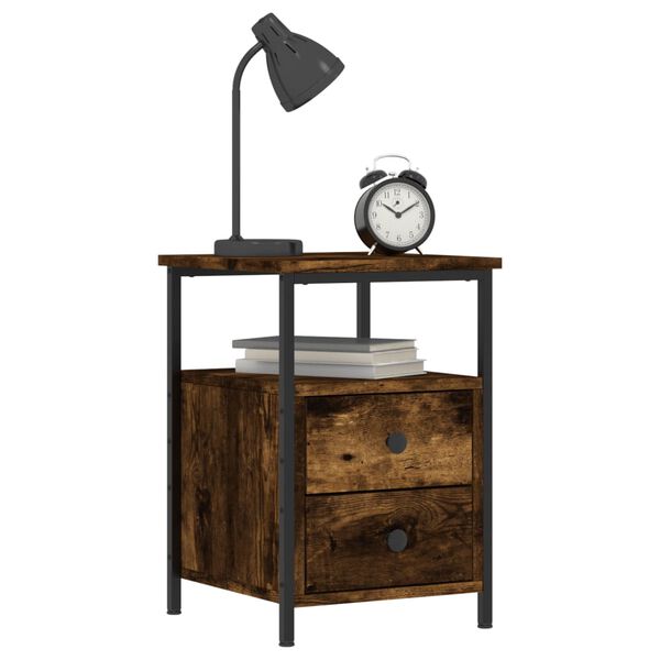 vidaXL Bedside Cabinets 2 pcs Smoked Oak 34x35.5x50 cm Engineered Wood