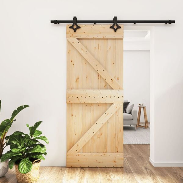vidaXL Sliding Door with Hardware Set 85x210 cm Solid Wood Pine