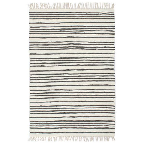 vidaXL Hand-woven Chindi Rug Cotton 80x160 cm Anthracite and White