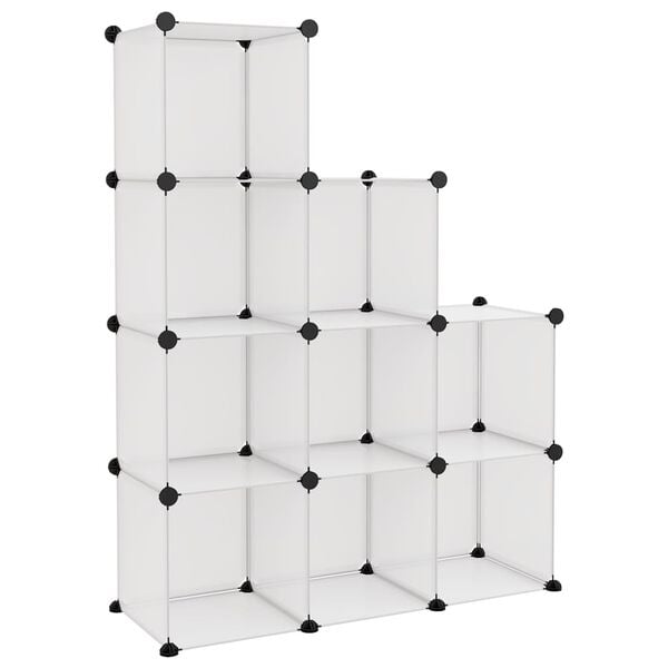 vidaXL Storage Cube Organiser with 9 Cubes Transparent PP