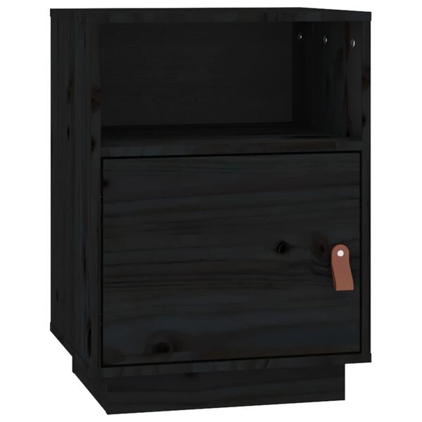 vidaXL Bedside Cabinet Black 40x34x55 cm Solid Wood Pine