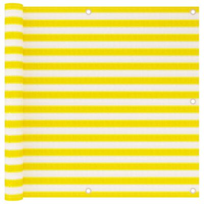 vidaXL Balcony Screen Yellow and White 90x500 cm HDPE