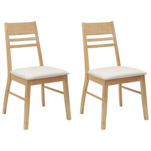 vidaXL Dining Chairs 2 pcs Solid Rubber Wood Natural 43 x 54 x 89 cm