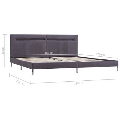 vidaXL Bed Frame with LED Grey Fabric 180x200 cm Super King