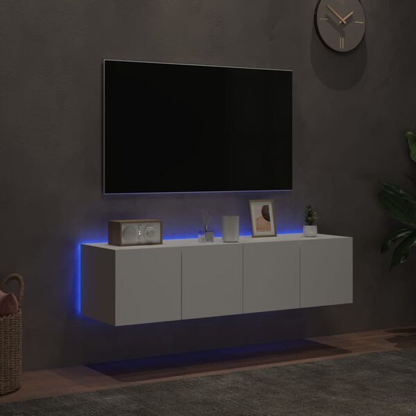 vidaXL TV Wall Cabinets with LED Lights 2 pcs White 60x35x31 cm
