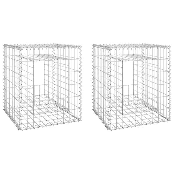 vidaXL Gabion Basket Posts 2 pcs 50x50x60 cm Iron