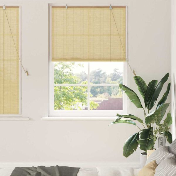 vidaXL Roller Blind with Curtains Manual Nature 110 x 160 cm Bamboo