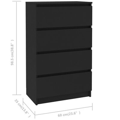 vidaXL Sideboard Black 60x35x98.5 cm Engineered Wood