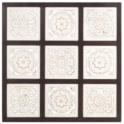 vidaXL Hand-Carved Wall Panel MDF 60x60x1.5 cm Brown and White