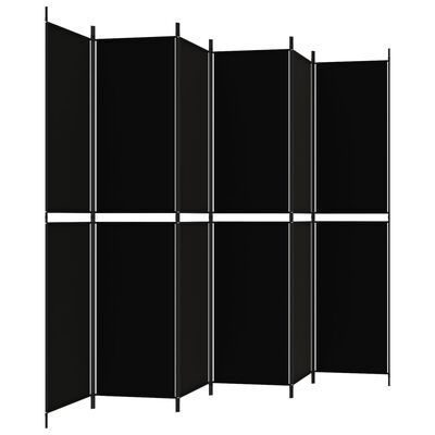 vidaXL 6-Panel Room Divider Black 300x220 cm Fabric