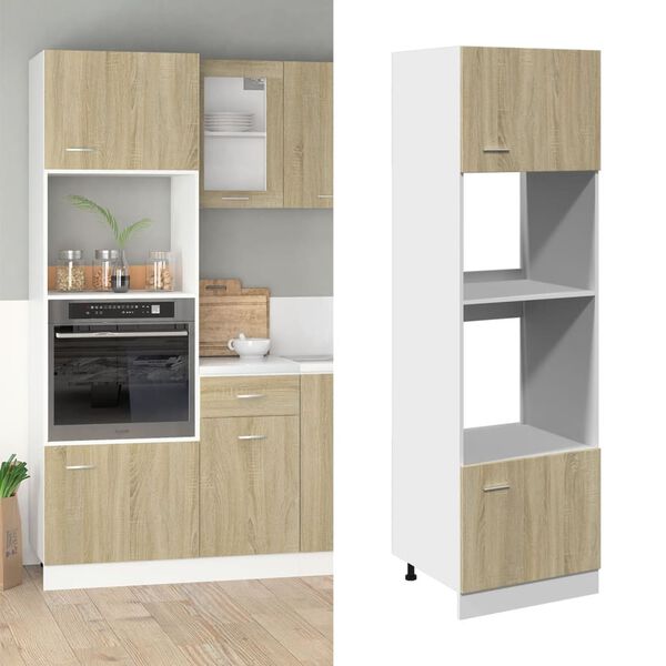 vidaXL Microwave Cabinet Lyon Sonoma Oak 60x57x207 cm Engineered Wood