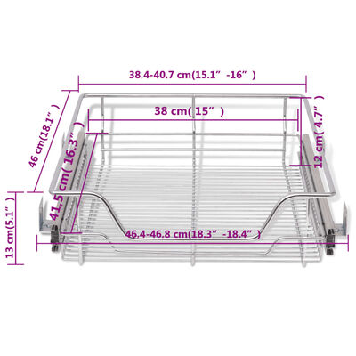 vidaXL Pull-Out Wire Baskets 2 pcs Silver 500 mm