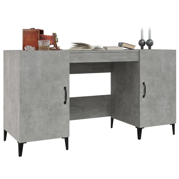 vidaXL Desk Concrete Grey 140x50x75 cm Engineered Wood