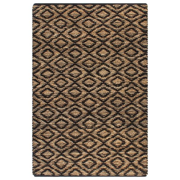 vidaXL Hand-Woven Jute Area Rug Fabric 120x180 cm Natural and Black