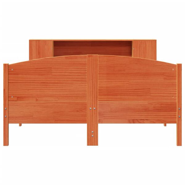 vidaXL Bookcase Bed without Mattress Wax Brown 160x200cm Solid Wood Pine