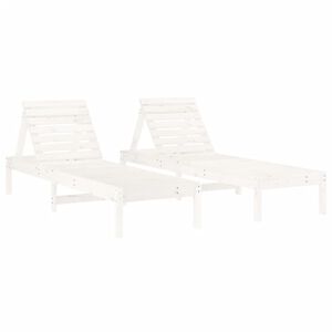 vidaXL Sun Loungers 2 pcs White 199.5x60x74 cm Solid Wood Pine