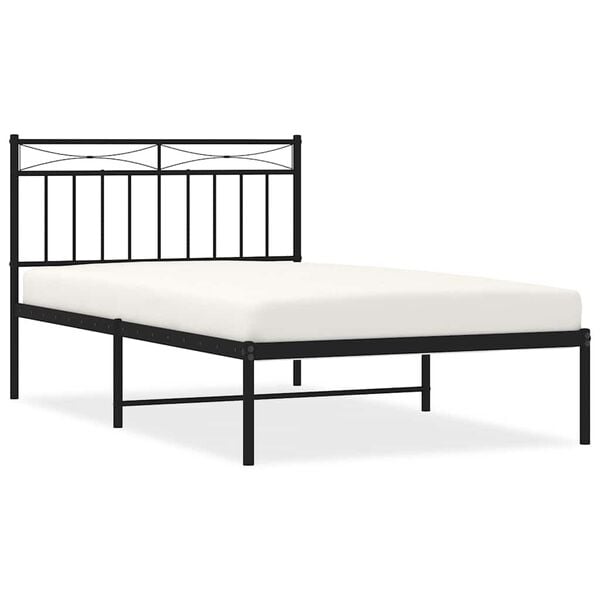 vidaXL Metal Bed Frame without Mattress with Headboard Black 100x200cm