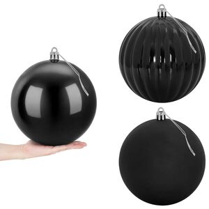 vidaXL Christmas Ball Set XXL 3 pcs Black &Oslash; 25 cm Plastic