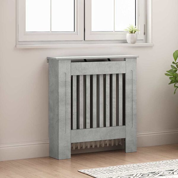 vidaXL Radiator Cover Concrete Grey 78 x 19 x 81.5 cm Engineered Wood
