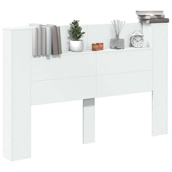 vidaXL Headboard Cabinet with LED White 160 x 16.5 x 103.5 cm
