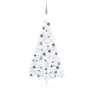 vidaXL Artificial Half Pre-lit Christmas Tree with Ball Set White 150 cm